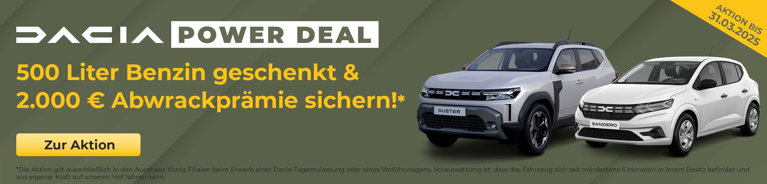 DACIA POWER DEAL: 500 Liter Benzin geschenkt bei Dacia König Angeboten